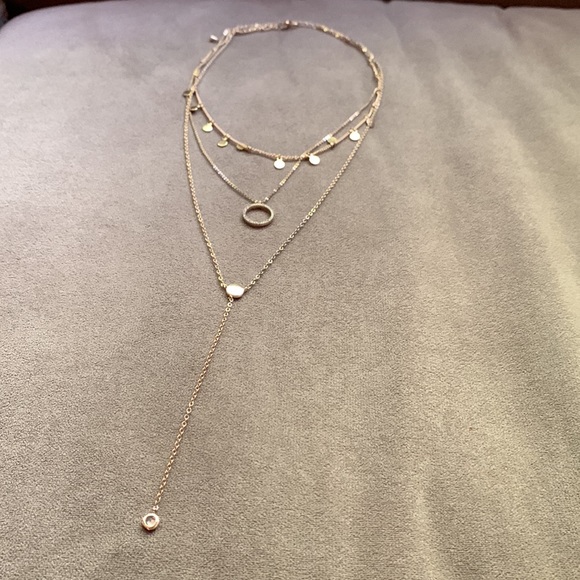 Panacea Gold Pave Circle Gold Disc Layered Lariat Necklace - Picture 6 of 8